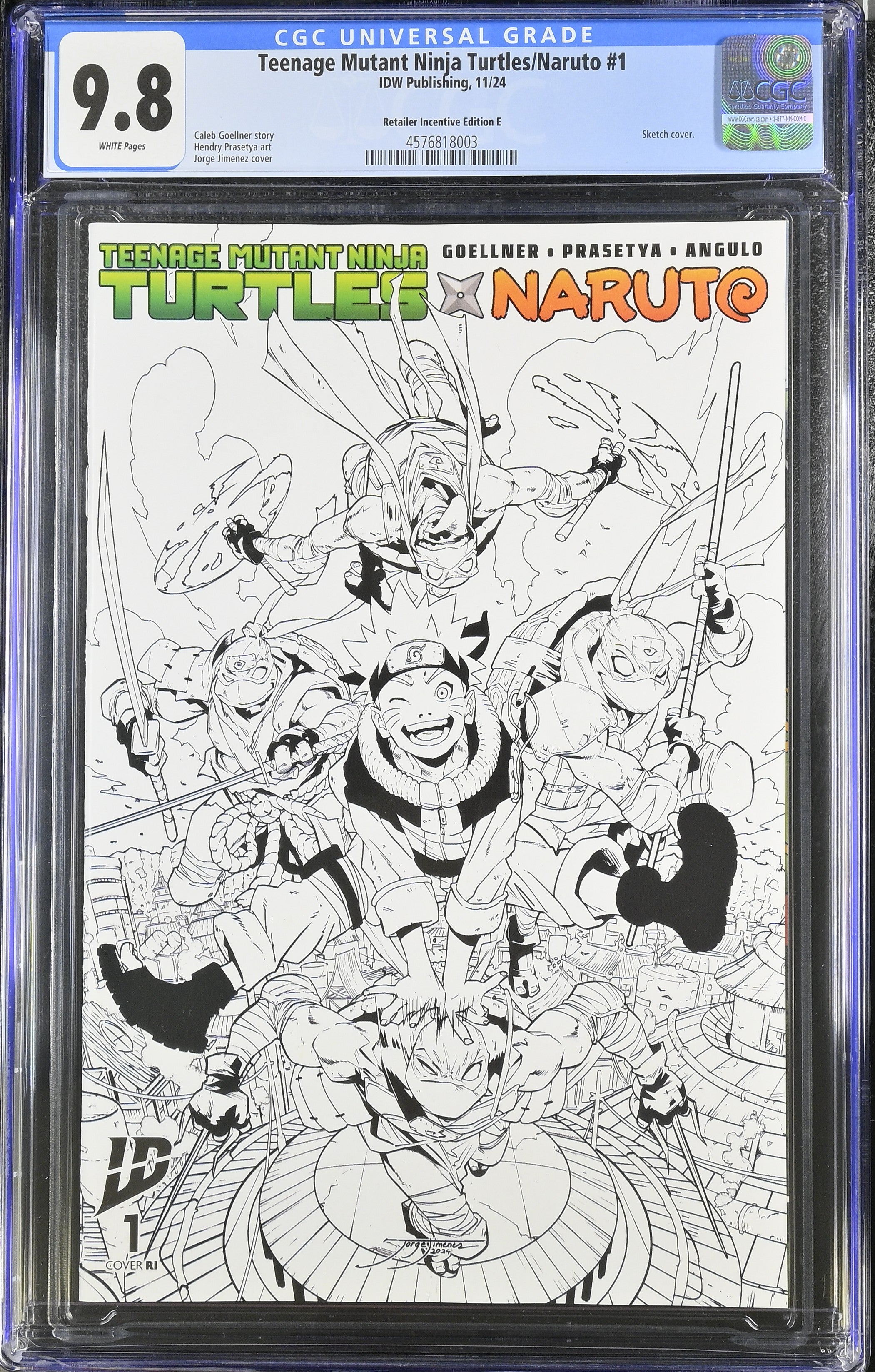 Teenage Mutant Ninja Turtles/Naruto #1 - Sketch Cover - CGC 9.8