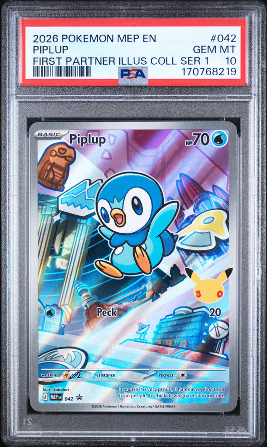 Piplup - #042 - First Partner Illustration Collection Series 1 - PSA 10