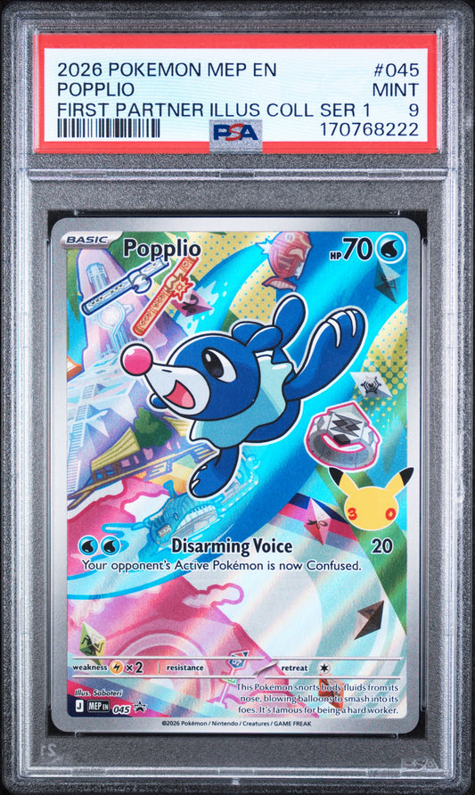 Popplio - #045 - First Partner Illustration Collection Series 1 - PSA 9