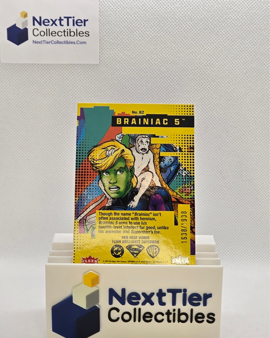 Brainiac 5 - #82, Red Heat Vision Parallels, Serial Numbered #1638/1938 - 2025 Fleer Brilliants Superman
