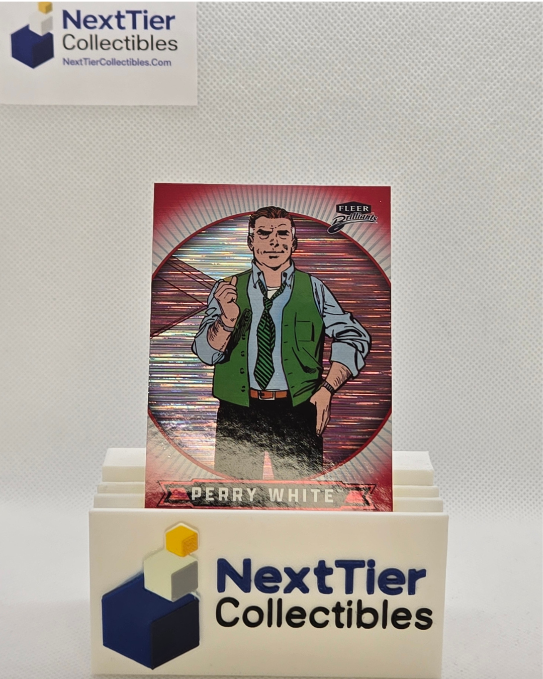 Perry White - #4, Red Heat Vision Parallels, Serial Numbered #1155/1938 - 2025 Fleer Brilliants Superman