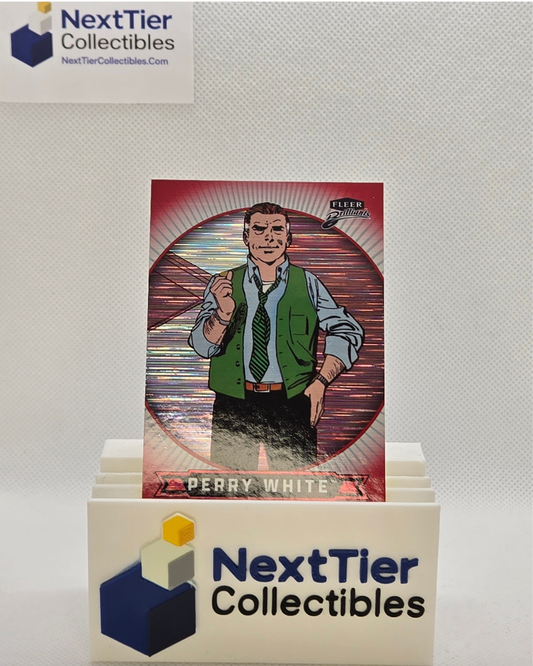 Perry White - #4, Red Heat Vision Parallels, Serial Numbered #1155/1938 - 2025 Fleer Brilliants Superman