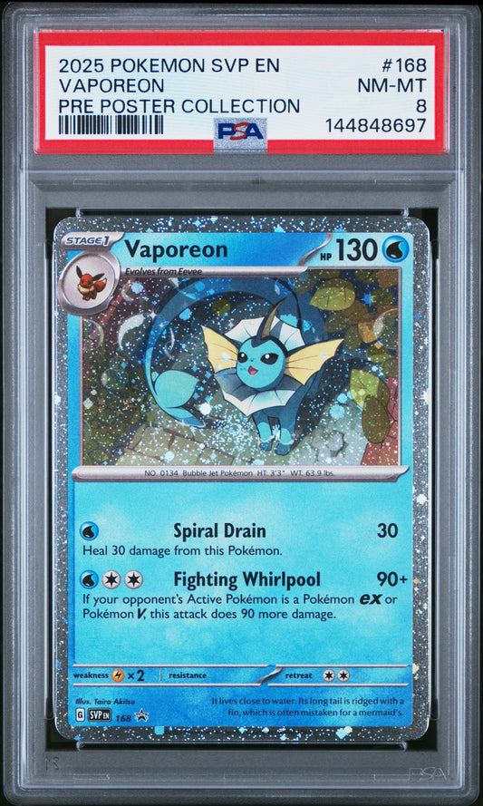 Vaporeon - #168 (Cosmos Holo) - PSA 8